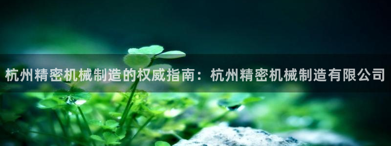 彩神iv争霸购彩大厅：杭州精密机械制造的权威指南：杭州精密机械制造有限公司
